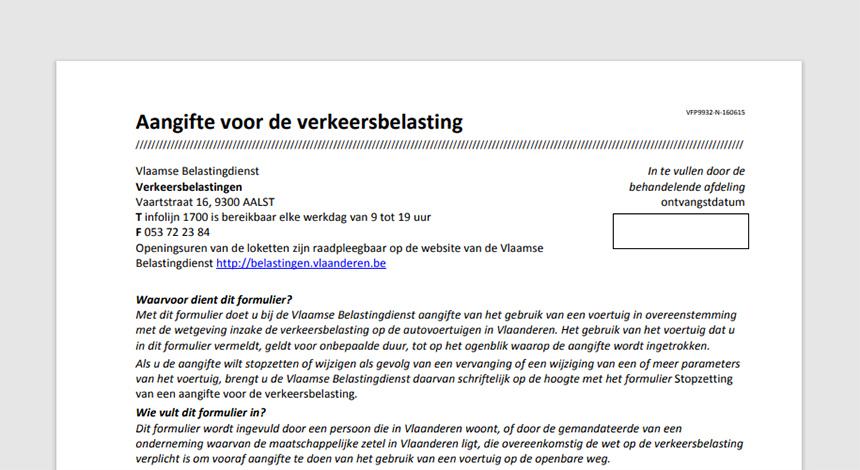 aangifte verkeersbelasting